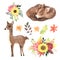 Watercolor woodland deer clipart