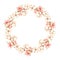 Watercolor wreath made of cotton twigs and cherry flowers