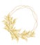 Watercolor wreath pampas graas wreath for design boho and modern style . Golden frame south America, feathery flower head plumes f