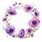 Watercolor Wreath Of Purple Poppy Flowers With Unique Framing