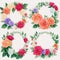 Watercolor wreaths rose flower frames,Generative AI