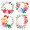 Watercolor wreaths rose flower frames,Generative AI