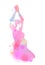Watercolor yoga or exercise pregnant woman silhouette on white b