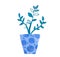 Watercolor Zamioculcas in Phantom Blue. An illustration by Zanzibar