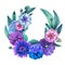 Watercolor zinnia wreath