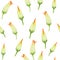 Watercolored seamless pattern of zucchini flowers