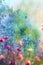 Watercolors flowers background, abstract flowers made from whatercolor paint splashes