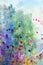 Watercolors flowers background, abstract flowers made from whatercolor paint splashes