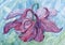 Watercolour art painting aquilegia flower