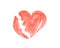 Watercolour broken heart. Beautiful design illustration. Art abs