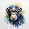 Watercolour Chimpanzee Illustration On Spray Painted Realism Background