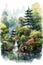 Watercolour chinese gardens landscape watercolor painting jia jian art