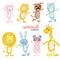 Watercolour cute wild animals set