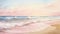 watercolour of a featuring the beauty of the sea, beaches, and coastal areas, pink and gold colors.