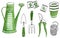 Watercolour gardening tools icons