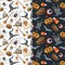 watercolour halloween spooky creatures patterns design illustration