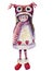 Watercolour illustration of a cute little girl wearing an owl hat jpeg, png