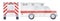 Watercolour illustration pack of different views of emergency ambulance car with blank bright red stripes and decoration.