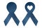 Watercolour illustration set of dark blue ribbons: blank template that can be used for your text and with love heart shape inside.