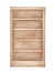 Watercolour illustration of traditional empty wooden bookcase.
