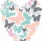 Watercolour illustration of Valentine`s day butterflies heart