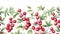 Watercolour Lingonberry Pattern With Realistic Detail - Illustration Design