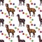 Watercolour llama alpaca wildlife seamless pattern. Lama is South America symbol. Cute happy alpaca hand painted illustration