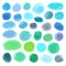 Watercolour marker circle textures drawn. Stylish elements for design. Vector blue circles