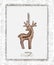 Watercolour painting of a Christmas decoration of  Reindeer Gingerbread with snowflakes paper art and golden picture frame,