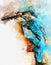 Watercolour painting of common kingfisher Alcedo atthis