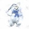 Watercolour painting of cute Christmas snowman