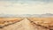 Watercolour Painting Of A Desert Dirt Road