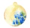 Watercolour round beige label with blue hyacinths, spring flowers, old paper texture, hand drawn sketch