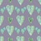 Watercolour seamless pattern with blue and green hearts for Valentine\\\'s Day, light violet background