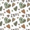 Watercolour seamless pattern for Valentine\\\'s Day, rustic, old wood texture, wooden hearts, rusty key
