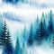 Watercolour Seamless Surface Modern Delicate Misty Foggy Eco Line of Pine Spruce Fir Forest on White Isolated Wallpaper Home