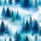 Watercolour Seamless Surface Modern Delicate Misty Foggy Eco Line of Pine Spruce Fir Forest on White Isolated Wallpaper Home