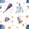 Watercolour space pattern children illustration