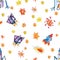 Watercolour space pattern children illustration