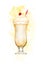 Watercolour vanilla milkshake hand drawn illustration on yellow paint splashes