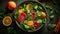 Watercress salad with cucumber, mozzarella and blood oranges
