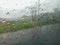 Waterdrop on a rainy day. The Monsoon raindrops on the glass. Rainy morning in the window, Rainy season environment background