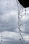 Waterfall against the sky. the falling water is frozen in the picture