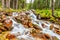 Waterfall Along East Opabin Trail at Lake O`Hara in Canadian Rockies