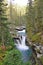 Waterfall along the Icefields Parkway in the Canadian Rockies between Banff and Jasper