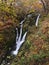 Waterfall amongst autumn leaves