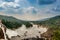 Waterfall Athirapally with blue sky and green forests of the western ghat range