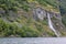 Waterfall in Aurlandsfjord Aurland Sognefjord in Norway