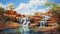 Waterfall Of Australia: Uhd Oil Painting Of Australian Wilderness Landscape