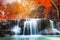 Waterfall autumn deep forest scenic natural sunlight